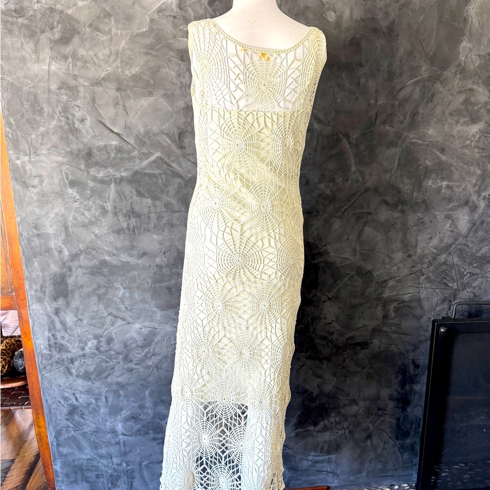 Elegant Cream Lace Maxi Dress